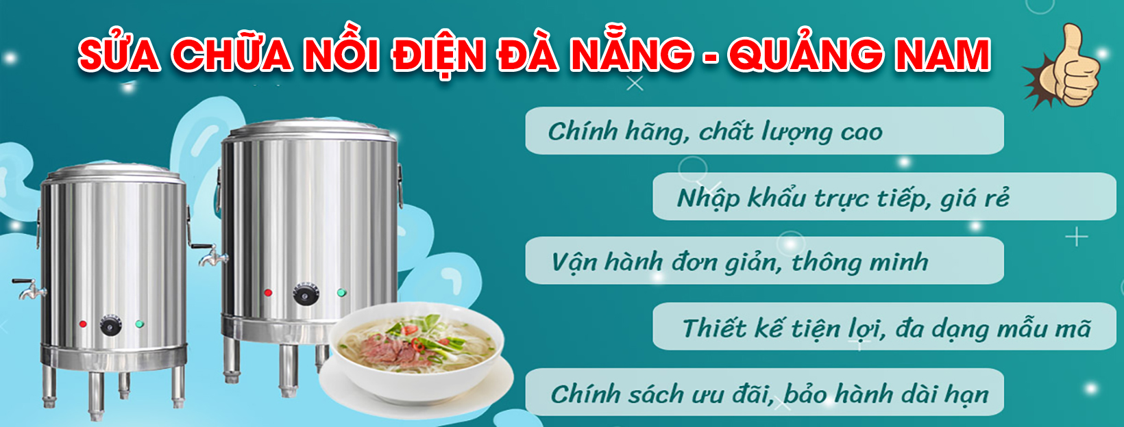 Banner hình mô tả về các sản phẩm nồi nấu phở được biên tập bởi Trần Tân